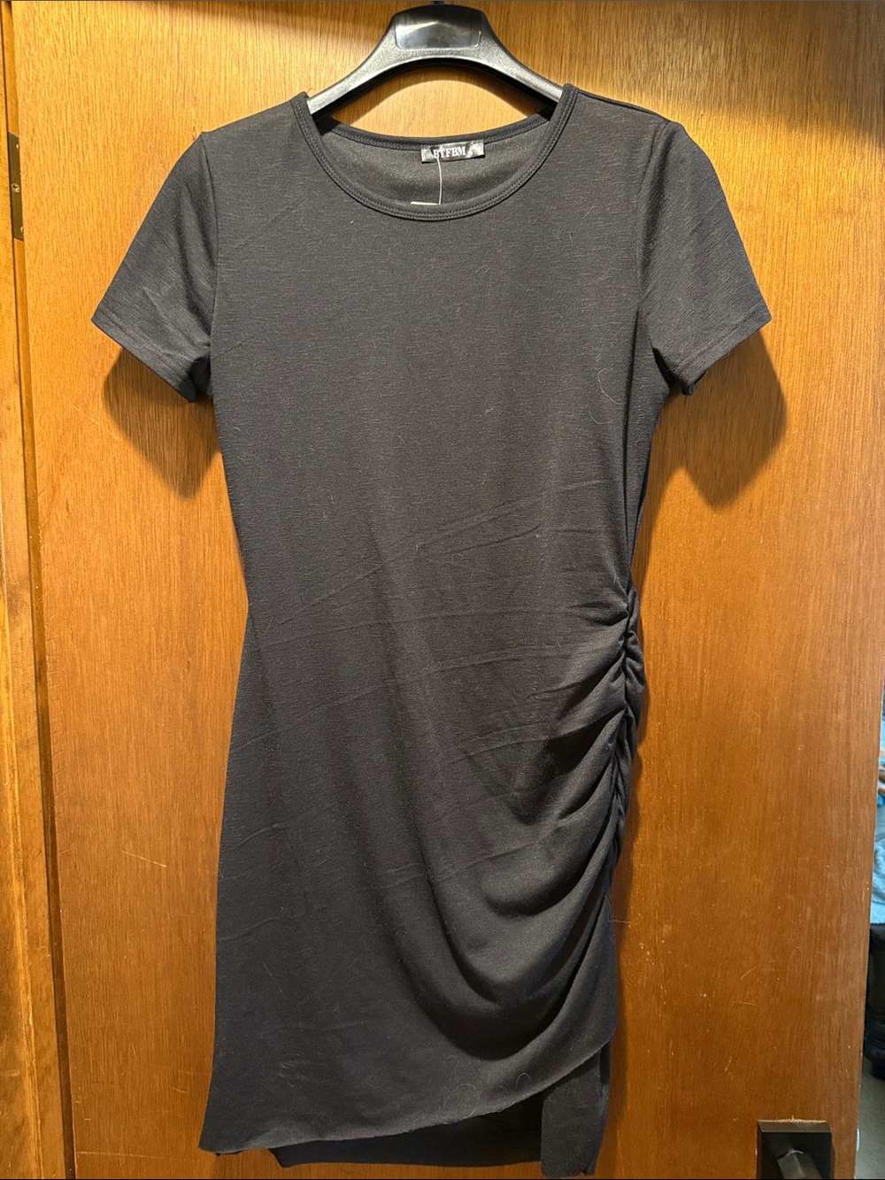 NWT BTFBM Black Ruched Short Sleeve Dress Size S